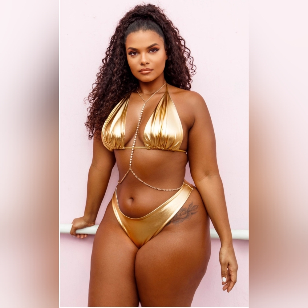 2 PC PRETTY LITTLE THING XL-16 , Golden Hour Princess Bikini, Plus Size